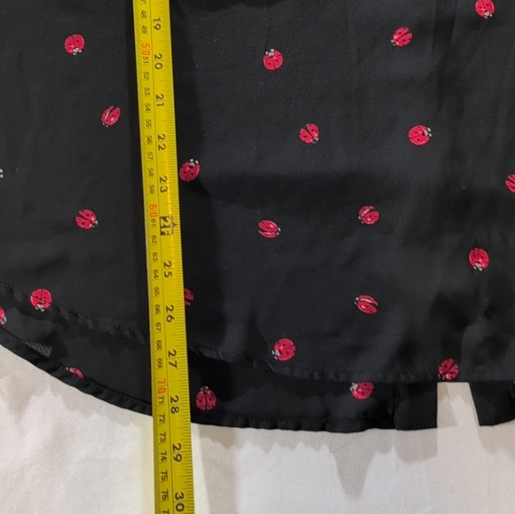 Torrid Black Red Ladybug Print Chiffon Button Back Blouse, 2X 18/20 - Picture 8 of 8